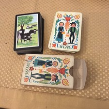 2 Decks Of Vtg Playing Cards From Belgium & Canada Dutch Farmers & Cows picture