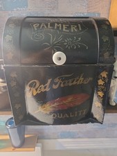 Antique 19th Century Metal Roll Top Counter Display Palmeri Red Feather 🪶  picture