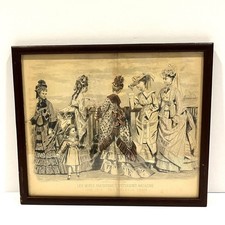 Antique 1874 Petersons Magazine Fashion Plate Les Modes Parisiennes Framed Art picture