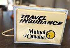 Vintage 1960’s Mutual of Omaha Travel Insurance Lighted Sign UNIPLIX Advertising picture