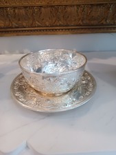 Santa Fe Railroad Vintage Dining Car Silver Finger Bowl and Tray picture