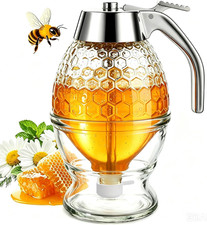 No-Drip Glass Honey Dispenser with Stand and Container picture