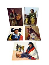 5 Vtg Henry C Balink Native American Jumbo Postcards 8” X 6” People Portraits picture