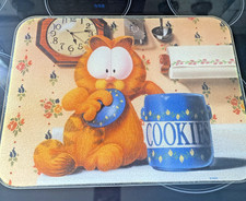 GARFIELD the Cat Caught In Cookie Jar ~ Paws ~ Vtg Glass Cutting Board Rare -VS picture