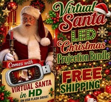 VIRTUAL SANTA - LED Projection Kit: LED Projector, Screen, 29 Effects on USB picture
