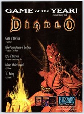 Diablo - Blizzard PC Game - Vintage Original Print Ad/Poster Promo Art 1997 picture