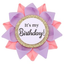 Handmade It's My Birthday Button, 3.5 Inch Button Pins, Light Purple/Light Pink picture