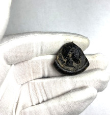 Head of Zeus Hellenistic Black Glass Seal Gem Intaglio Artifact 300BC COA picture