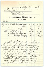 1926 Peerless Shoe Co. Punxsutawney PA billhead w/ damaged s picture