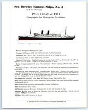 SS PAUL LECAT (1911) Sea Breezes Famous Ships No. 5 History/ Data Sheet 1963 picture