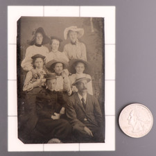 Antique CDV 6th Plate Tintype Photo of a Victorian Family - 1 Man 7 Women #1312 picture