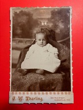 Antique Cabinet Card Photograph Baby J.W. Tharling Evansville Indiana Studio picture