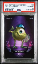 2025 Topps Disney Genesis #56 Mike Wazowski Purple Foil /15 PSA 10 GEM POP 1 picture