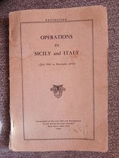 Original WWII 1945 Restricted Operations 1943 - 1944 Sicily Italy w/18 Maps 8/23 picture