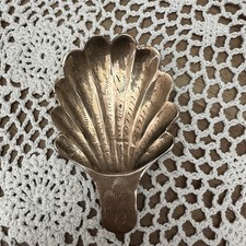 Vintage Solid Brass Scallop Shell Dish – Engraved  Ashtray Trinket Tray Decor picture