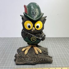 Rare/Vtg Woodsy Owl Give A Hoot Don't Pollute Chalkware Statue C.E. Bent & Son picture