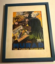 Vtg 1918 MURAD Turkish Cigarette Ad Framed WWI Soldier Eagle Patriot Poster Art picture