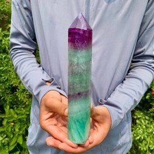 1.6LB  Natural unique colored fluorite pillar quartz crystal sample picture