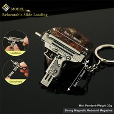2024 New Metal UZI Submachine Gun 5CM Miniature Model Pistol Gun Keychain picture