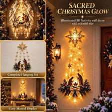 Bethlehem Star of Faith Lighted Nativity Wall Decor New LED Christmas picture