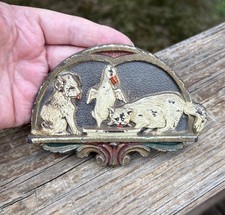 Antique USA Judd Dog Cat Duck  Cast Iron Wall Plaque Curtain Rod Tieback Decor picture