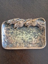 Heavy Vintage WM. H.Jackson Co. New York Bronze Horse Relief Desk Tray / Ashtray picture