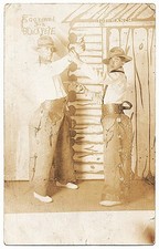 real photo Cowboys Leather Chaps Pistols antique Studio Photo postcard RPPC picture