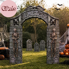 7 Pc Halloween Cemetery Archway Tombstone Skeleton Cardboard Castle Set picture