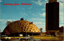 Greetings from Oklahoma City OK Citizens National Bank Tower Gold Dome Postcard picture