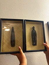 African Pair of Framed Carved Figures Wall Art Decor, 2-Piece Set picture