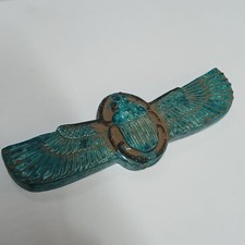 Egyptian Scarab Winged Blue Vintage Style Handmade Pharaoh Decor Item picture