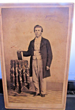 Antique 1866 CDV  Photo of man Lew Sutton with Revenue stamp picture