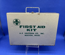 Vintage Halco First Aid Kit Metal Box - Wall Mount  Halperin Co. Boston Mass. picture