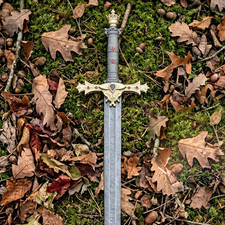 Handmade King Arthur Excalibur sword , Crown Head Merlin Templar Medieval sword picture