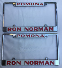 Vintage Pair of (2) POMONA California RON NORMAN License Plate Frames SET SoCal picture