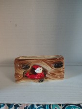 Vintage Mid Century Modern Ceramic Pixie Elf Log Planter Unmarked MCM Kitsch picture
