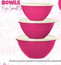 New Tupperware Small Set Of Pink Wonderlier Bowls 3 sizes picture