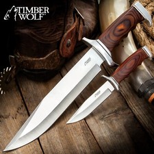 Timber Wolf Knife Set and Belt Sheath - Bowie and Fixed Blade Knives | 2 piece picture