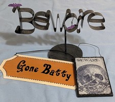 Halloween Home Decor Beware w/ Bats 3D Sign, Beware w/ Skulls, Gone Batty Signs picture