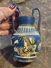 ZEUS Ancient Greek Amphora Double Handled Vase POSEIDON  GODDESS APHRODITE 5” picture