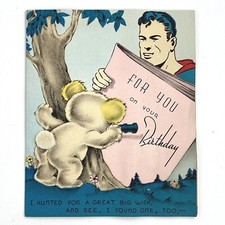 Vintage 1940’s Superman Birthday Greeting Card Early Rare  picture