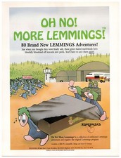 Oh No More Lemmings - PC - Vintage Original Print Ad/Poster Promo Art 1991 picture