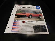 1974-1992 Lotus Elite Eclat Spec Sheet Brochure Photo Poster 91 90 89 88 picture