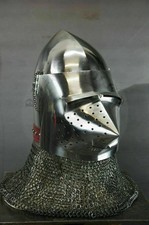 18GA Steel Pig Face Bascinet Helmet W/ Aventail Medieval Custom SCA HNB Helmeet picture