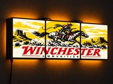 Winchester Ammunition Vintage Western Cowboy 3-Panel LED Light Box Display 24