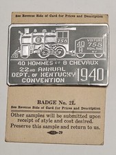 Vtg 1940 Ashland Kentucky Train Convention Pinback NEW on Original Card picture