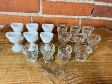 Lot of 16 Vintage Glass Eye Wash Cups Clear Milk Glass Medical Apothecary picture