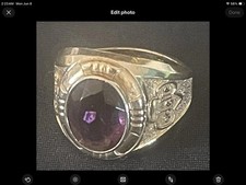 RARE HARD TO FIND-1967 Vintage CADETTE GIRL SCOUT PURPLE STONE RING-10k-GF picture