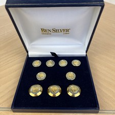 Vintage Ben Silver Columbia University Blazer Buttons Set Gold Enamel 9pc Boxed picture