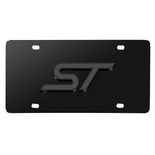 Ford Focus ST 3D Dark Gray Logo on Black Stainless Steel License Plate picture